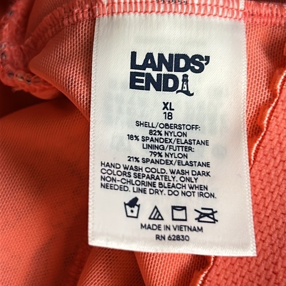 Lands End Women's Coral Floral Chlorine Resistant Wrap Swim Dress Size XL NWT - Picture 9 of 10